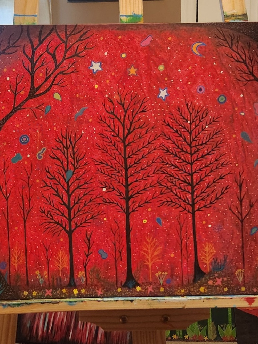“Crimson Twilight” Art Canvas original painting by local East TN artist 16x20